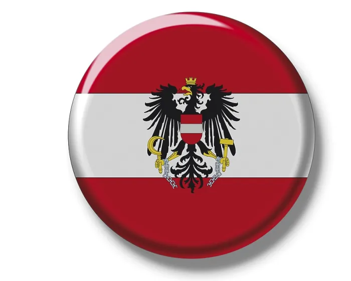 Gerahmter Druck : Österreichischer Flaggenbutton