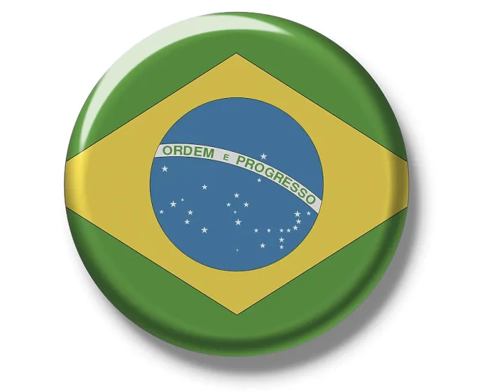 Gerahmter Druck : Knopf, Flagge Brasiliens. Gerahmter Druck : Knopf, Flagge Brasiliens.