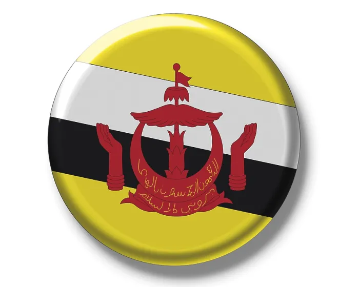 Gerahmter Druck : Knopf, Flagge von Brunei. Gerahmter Druck : Knopf, Flagge von Brunei.