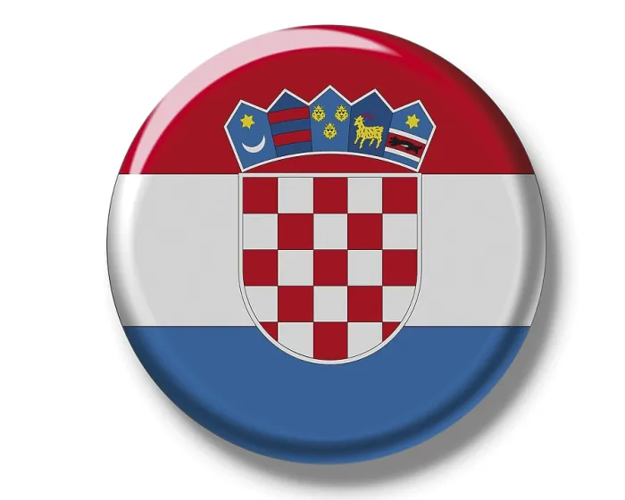 Gerahmter Druck : Knopf, Flagge Kroatien. Gerahmter Druck : Knopf, Flagge Kroatien.