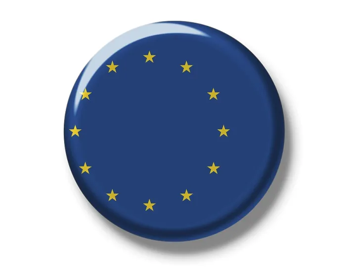 Gerahmter Druck : Knopf, Flagge Europas. Gerahmter Druck : Knopf, Flagge Europas.