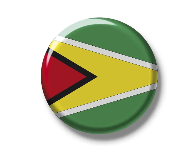 Gerahmter Druck : Knopf, Flagge von Guyana. Gerahmter Druck : Knopf, Flagge von Guyana.