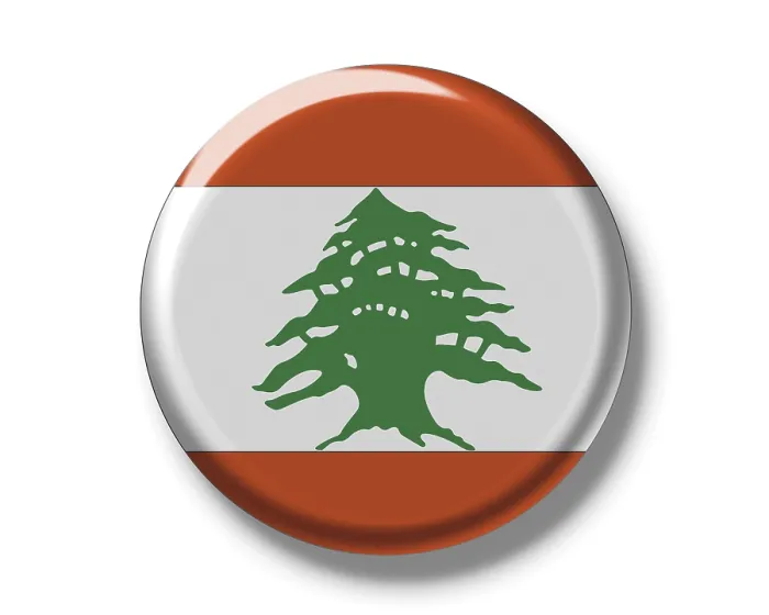 Gerahmter Druck : Knopf, Flagge des Libanon. Gerahmter Druck : Knopf, Flagge des Libanon.