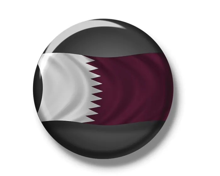 Gerahmter Druck : Knopf, Flagge von Katar. Gerahmter Druck : Knopf, Flagge von Katar.