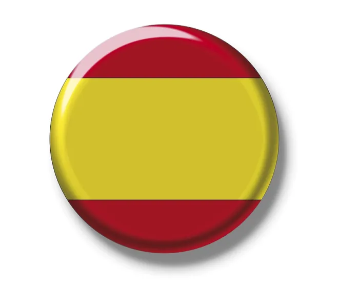 Gerahmter Druck : Knopf, Flagge Spaniens. Gerahmter Druck : Knopf, Flagge Spaniens.
