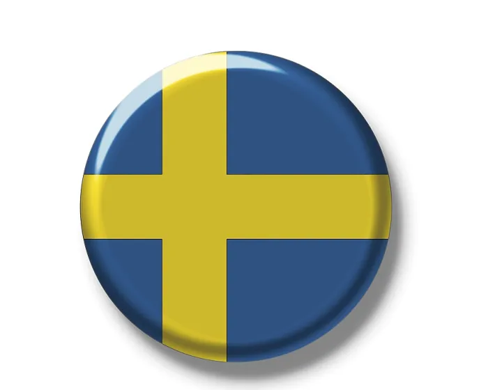 Gerahmter Druck : Schaltfläche, Flagge Schwedens. Gerahmter Druck : Schaltfläche, Flagge Schwedens.