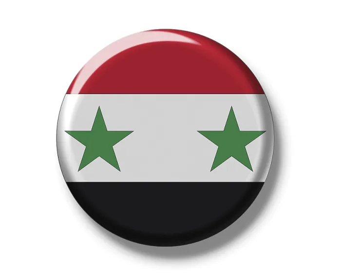 Gerahmter Druck : Knopf, Flagge Syriens Gerahmter Druck : Knopf, Flagge Syriens