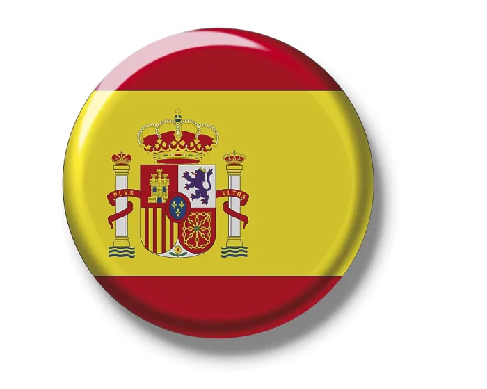 Gerahmter Druck : Knopf, Nationalflagge Spaniens. Gerahmter Druck : Knopf, Nationalflagge Spaniens.