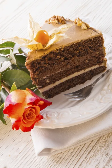 Gerahmter Druck : Kuchen mit Rosen. Gerahmter Druck : Kuchen mit Rosen.