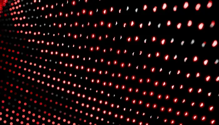 Gerahmter Druck : Dunkle, dynamische 3D-Welle mit Ethereum-Red-Punkten Gerahmter Druck : Dunkle, dynamische 3D-Welle mit Ethereum-Red-Punkten
