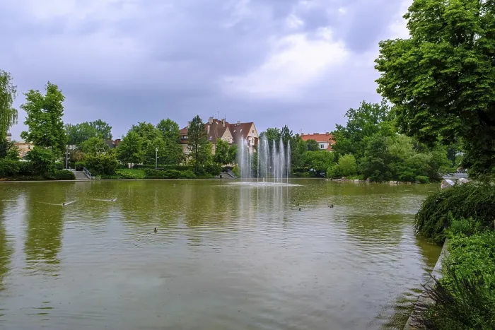 Gerahmter Druck : Schlossweiher auf der Oderinsel Pascheke in Oppeln. Gerahmter Druck : Schlossweiher auf der Oderinsel Pascheke in Oppeln.