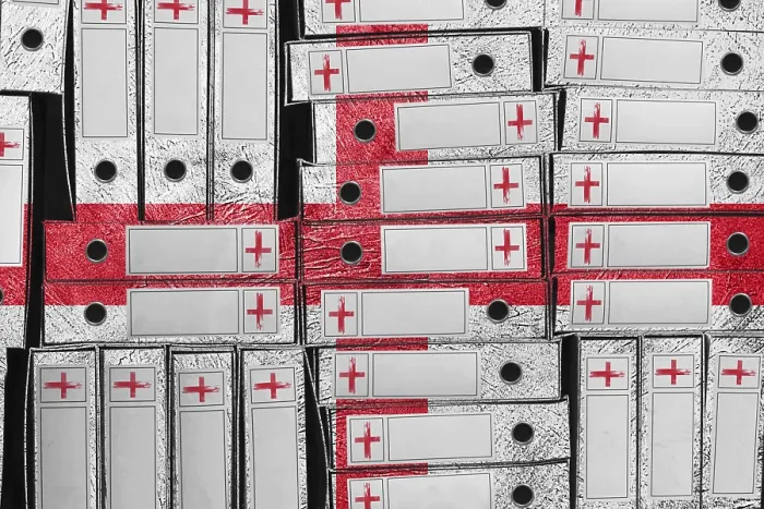 Gerahmter Druck : England Flag Farben Ordner Stapel