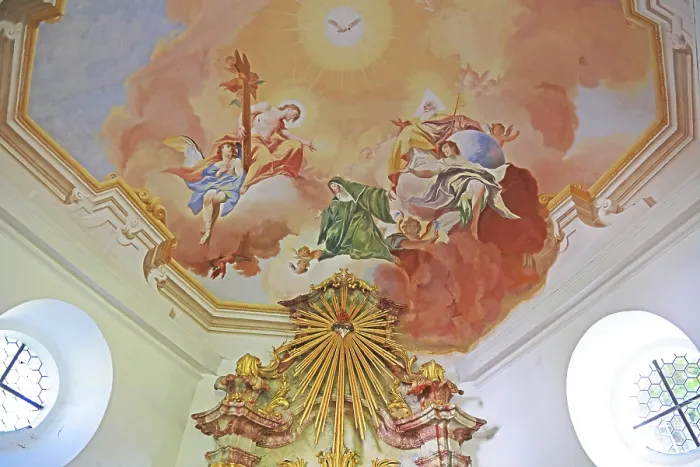 Gerahmter Druck : Deckenfresko in der Innenausstattung, Kapelle St. Gertrudis aus dem Jahr 1694