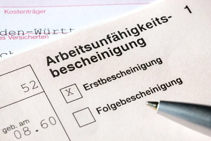 Gerahmter Druck : Arbeitsunfähigkeitszeugnis Gerahmter Druck : Arbeitsunfähigkeitszeugnis