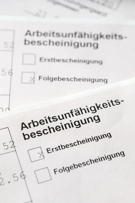 Gerahmter Druck : Arbeitsunfähigkeitszeugnis Gerahmter Druck : Arbeitsunfähigkeitszeugnis