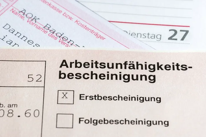 Gerahmter Druck : Arbeitsunfähigkeitszeugnis Gerahmter Druck : Arbeitsunfähigkeitszeugnis