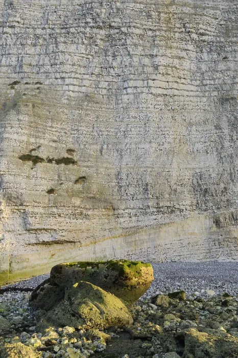 Gerahmter Druck : Kalkstein-Flussspat-Felsen am Strand. Gerahmter Druck : Kalkstein-Flussspat-Felsen am Strand.