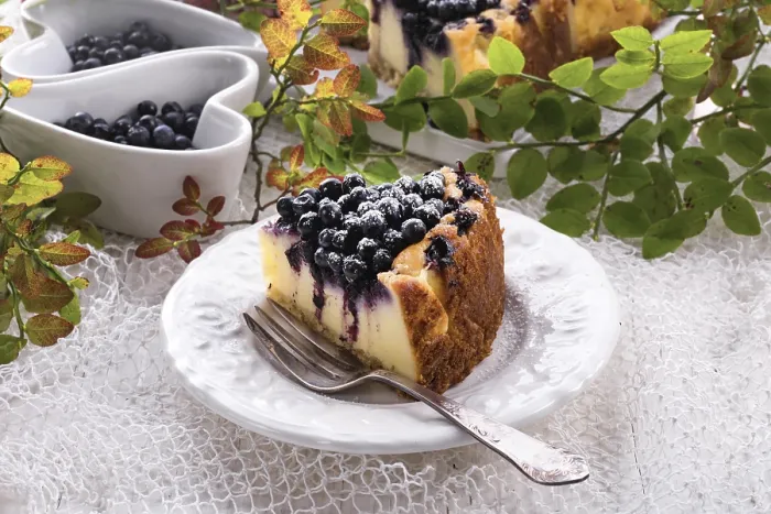 Gerahmter Druck : Blaukäsekuchen mit Blaubeeren Gerahmter Druck : Blaukäsekuchen mit Blaubeeren