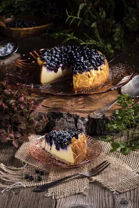 Gerahmter Druck : Blauerbeerkäsekuchen