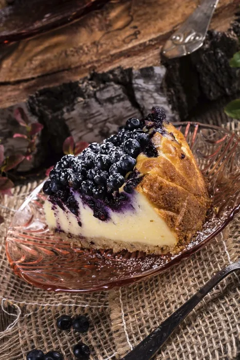 Gerahmter Druck : Käsekuchen mit Blaubeeren Gerahmter Druck : Käsekuchen mit Blaubeeren