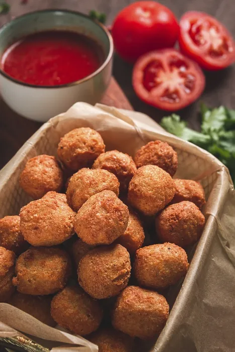 Gerahmter Druck : Hähnchen-Popcorn, frittiert, Nuggets