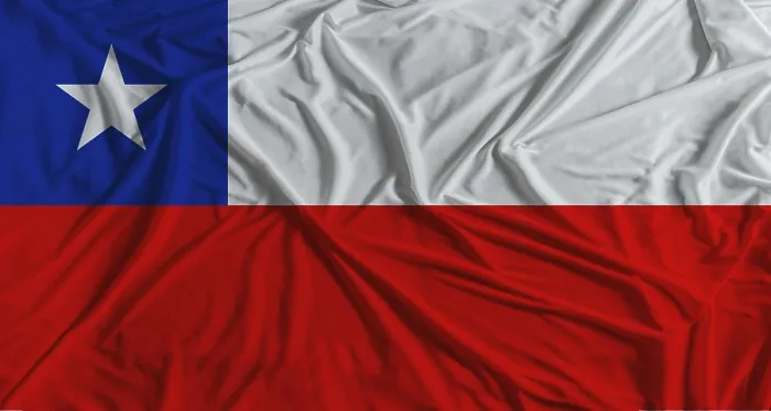 Gerahmter Druck : Chilenische Flagge auf Stofftexturhintergrund. Nationalflagge von Chile Gerahmter Druck : Chilenische Flagge auf Stofftexturhintergrund. Nationalflagge von Chile