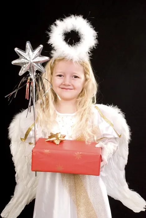 Gerahmter Druck : Christkind mit Geschenken Gerahmter Druck : Christkind mit Geschenken