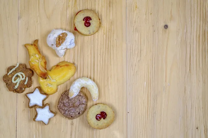 Gerahmter Druck : Weihnachtsplätzchen, Oberbayern.