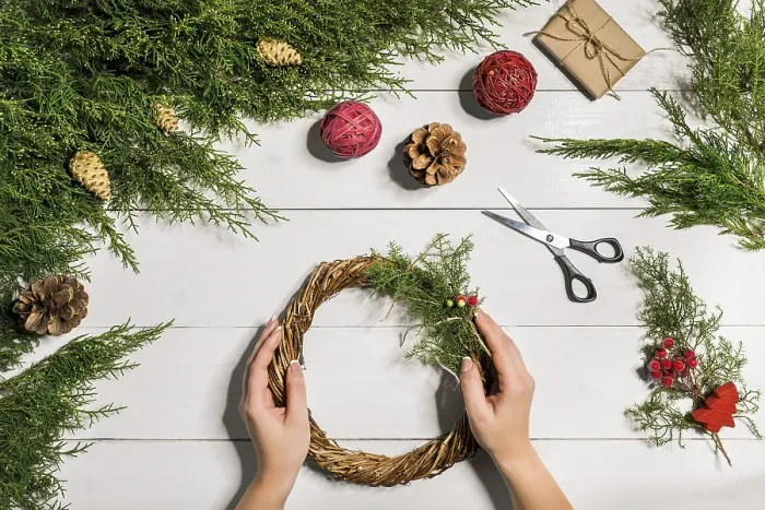 Gerahmter Druck : Weihnachts-Handgemacht-DIY-Hintergrund Gerahmter Druck : Weihnachts-Handgemacht-DIY-Hintergrund