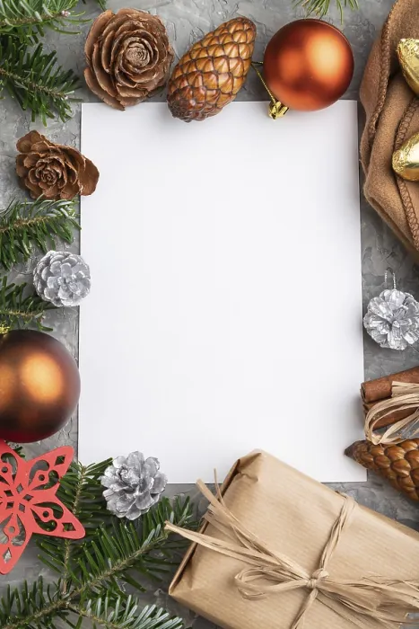 Gerahmter Druck : Weihnachts- oder Neujahrsrahmenkomposition. Gerahmter Druck : Weihnachts- oder Neujahrsrahmenkomposition.