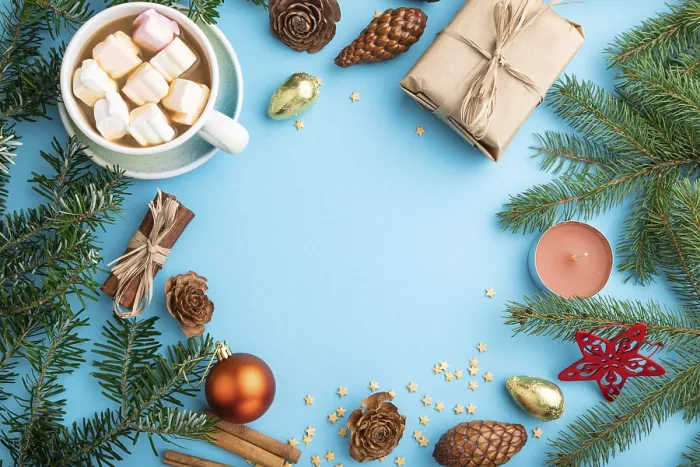 Gerahmter Druck : Weihnachts- oder Neujahrsrahmenkomposition. Gerahmter Druck : Weihnachts- oder Neujahrsrahmenkomposition.