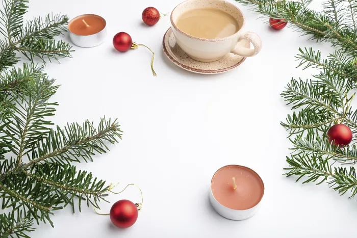 Gerahmter Druck : Weihnachts- oder Neujahrsrahmenkomposition.