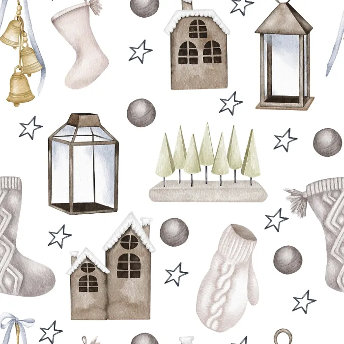 Gerahmter Druck : Weihnachtsmuster ohne Löcher. Lichter. Gerahmter Druck : Weihnachtsmuster ohne Löcher. Lichter.