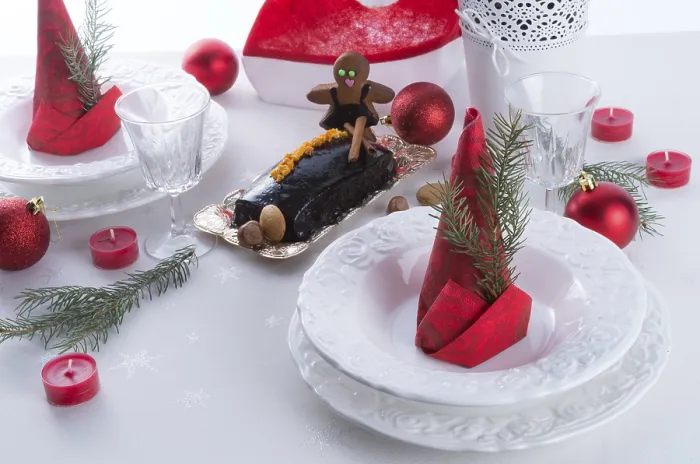 Gerahmter Druck : Weihnachtstischdekoration Gerahmter Druck : Weihnachtstischdekoration