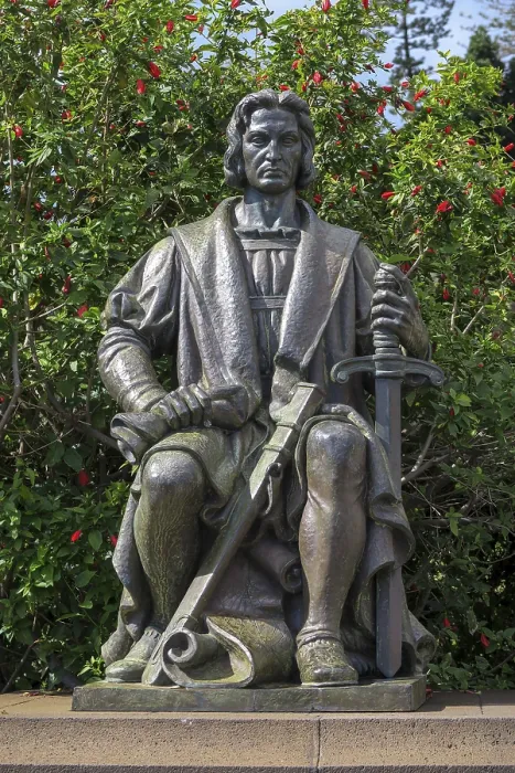 Gerahmter Druck : Christopher Columbus, Bronzestatue. Gerahmter Druck : Christopher Columbus, Bronzestatue.