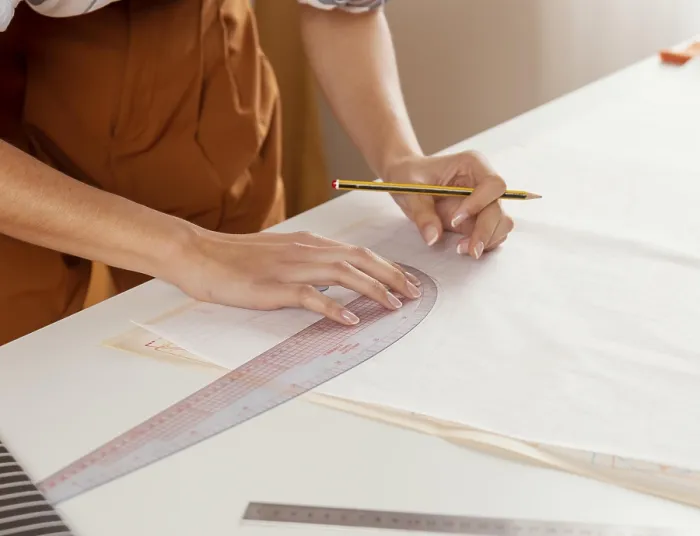 Gerahmter Druck : Nahe an die Hände mit Lineal Bleistift. Gerahmter Druck : Nahe an die Hände mit Lineal Bleistift.