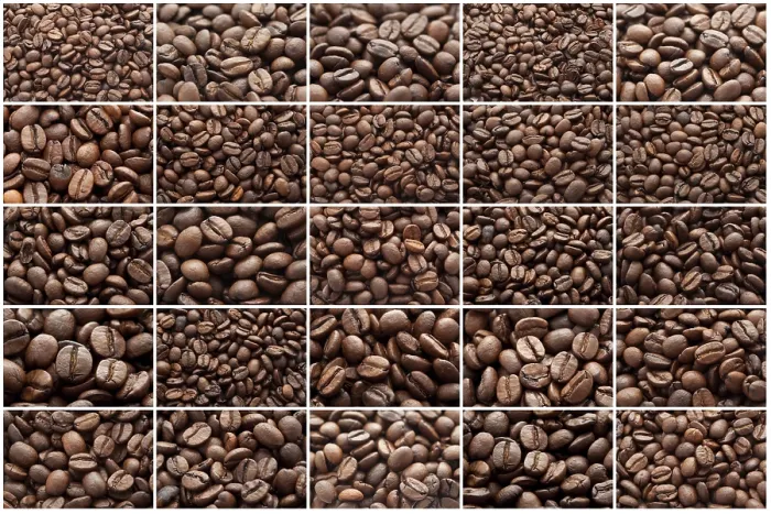 Gerahmter Druck : Nahaufnahme von braunen Kaffeebohnen, Hintergrundtextur. Gerahmter Druck : Nahaufnahme von braunen Kaffeebohnen, Hintergrundtextur.
