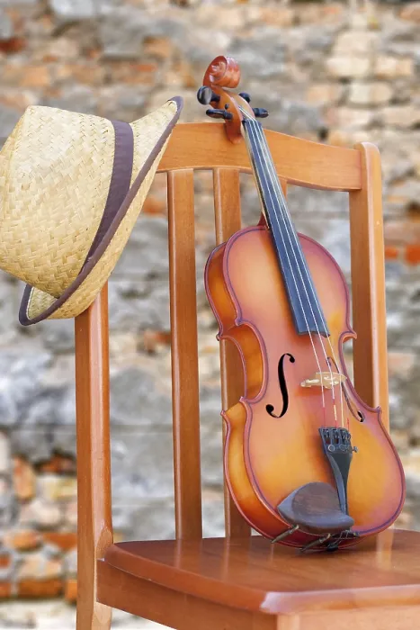 Gerahmter Druck : Nahaufnahme eines alten Violins. Gerahmter Druck : Nahaufnahme eines alten Violins.