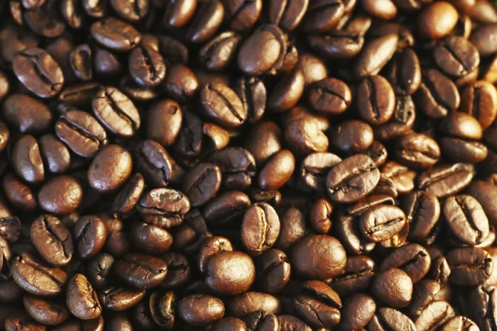Gerahmter Druck : Nahansicht Kaffeebohnen. Gerahmter Druck : Nahansicht Kaffeebohnen.