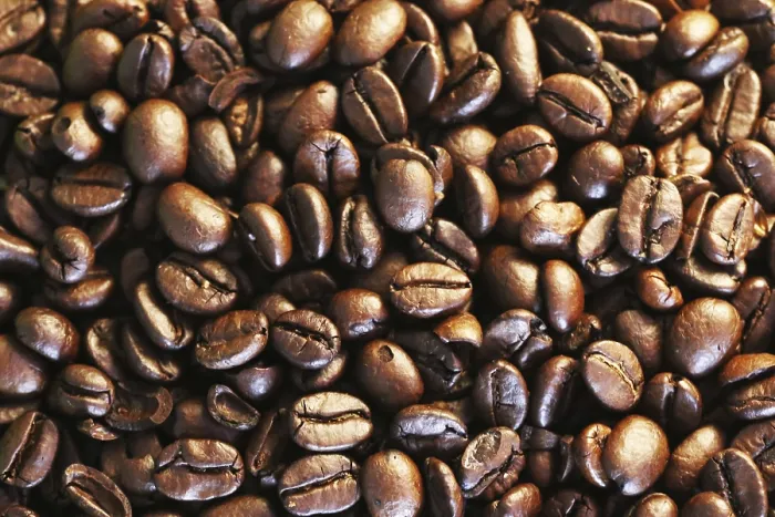 Gerahmter Druck : Nahansicht Kaffeebohnen. Gerahmter Druck : Nahansicht Kaffeebohnen.