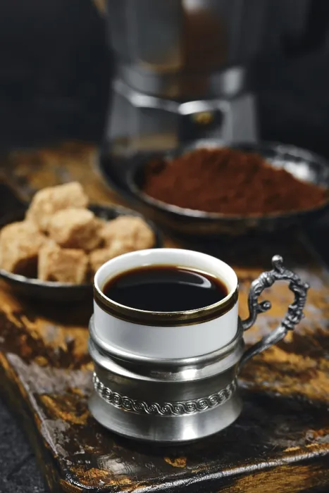 Gerahmter Druck : Nahansicht von Espresso-Kaffee. Gerahmter Druck : Nahansicht von Espresso-Kaffee.