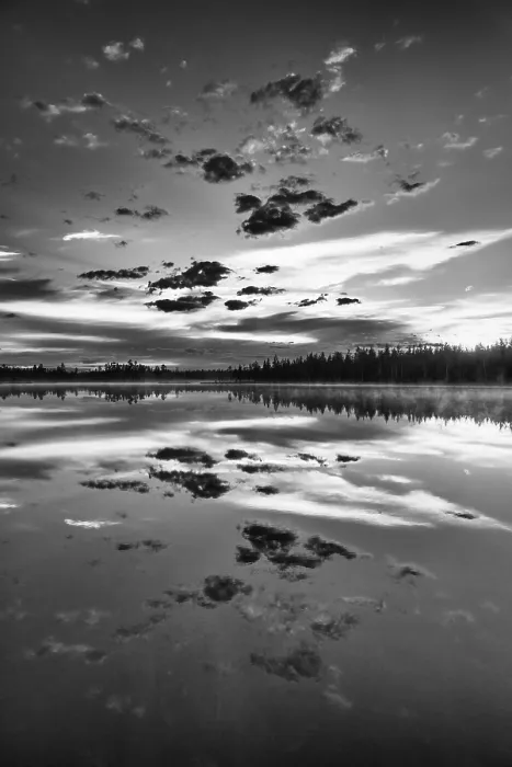 Gerahmter Druck : Wolkenreflex in einem Waldsee. Gerahmter Druck : Wolkenreflex in einem Waldsee.