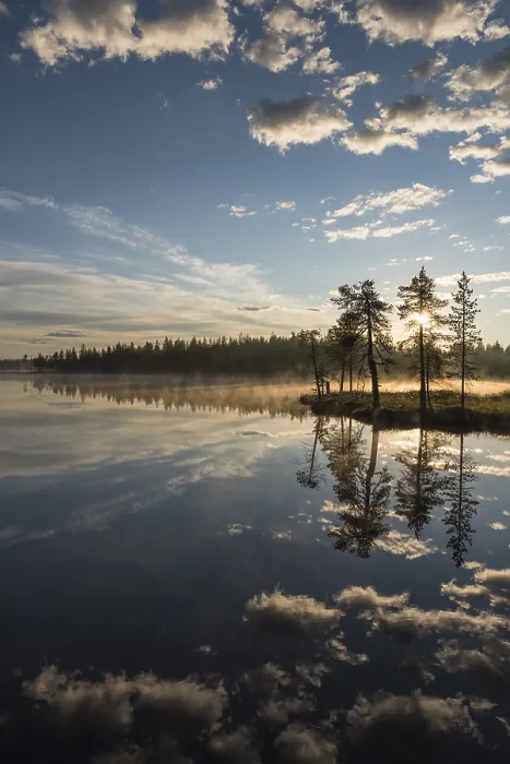 Gerahmter Druck : Wolkenreflex in einem Waldsee. Gerahmter Druck : Wolkenreflex in einem Waldsee.