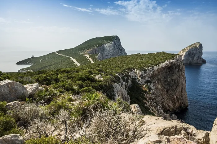 Gerahmter Druck : Küste mit steilen Klippen, Capo Caccia.