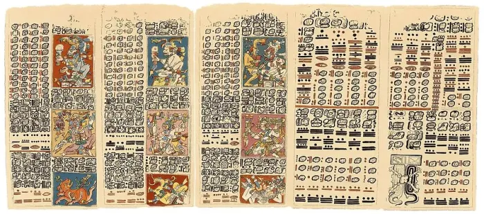 Gerahmter Druck : Codex Dresdensis, Maya-Manuskript