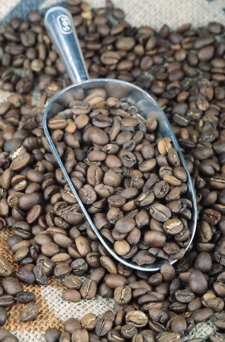 Gerahmter Druck : Kaffeebohnen in Portion. Gerahmter Druck : Kaffeebohnen in Portion.