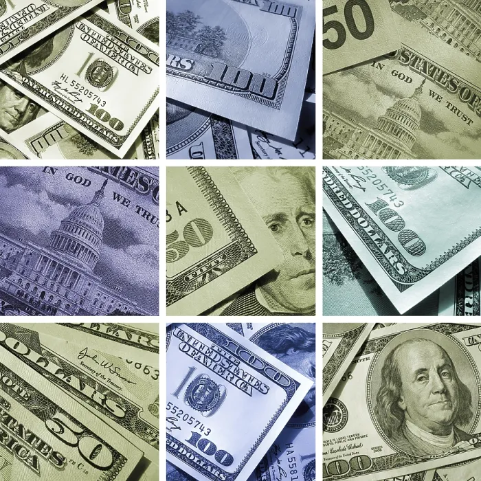 Gerahmter Druck : Kollage von US-Dollar Gerahmter Druck : Kollage von US-Dollar