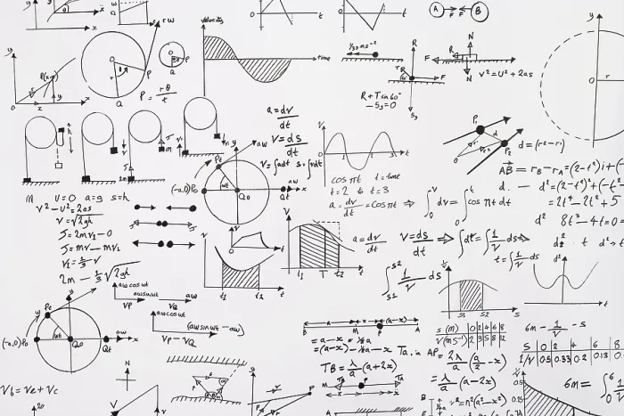 Gerahmter Druck : Eine Sammlung mathematischer Gleichungen an einer Wand. Gerahmter Druck : Eine Sammlung mathematischer Gleichungen an einer Wand.