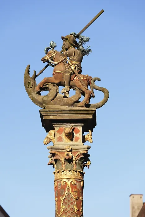 Gerahmter Druck : Säule mit Reiterdenkmal des Heiligen Gerahmter Druck : Säule mit Reiterdenkmal des Heiligen