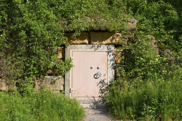 Gerahmter Druck : Kombinationsschlossschrank mit Steinrahmen